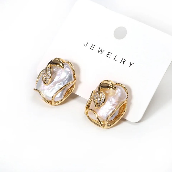 Large Baroque Pearl Earrings - authentic freshwater pearl stud earrings jewelry - Picture 5 of 9